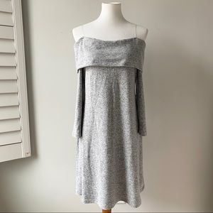 Soft Strapless Gray Long Sleeve Dress Size Medium